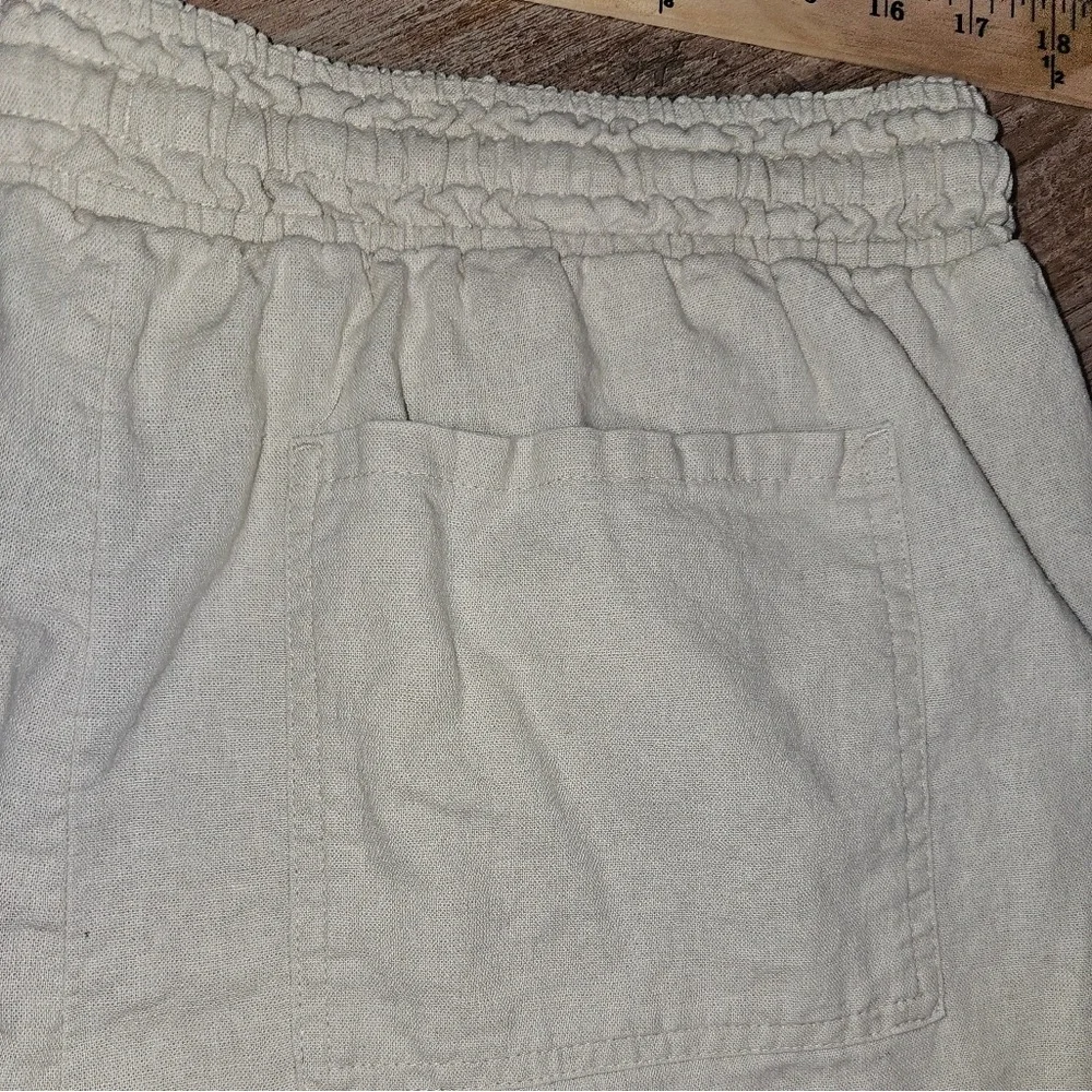 Linen Wide Leg Cargo Pants by Time & True Elastic and Drawstring Oatmeal Color L - Picture 6 of 10